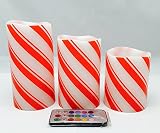 Adoriaフレイムレスキャンドル24時間自動サイクルタイマー、レッドストリップ装飾リモート3のセット、トール4 / 5 / 6inch