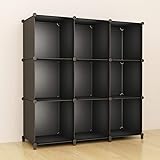 SIMPDIY 本棚 大容量 整理棚 ワイヤー収納ラック 組み立て式 衣類収納ボックス 便利な ワードローブ - 黒（9ボックス）