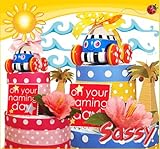 出産祝いギフトサッシーおむつケーキ！ポップコーンカー♪ダイパーケーキ・パンパース (Lサイズ, ボーイ（ブルー）)