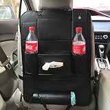 taclka車ストレージバッグPUレザーカーシートバックのオーガナイザーシートバックキックプロテクターキッズ、ストレージビン、ティッシュボックス、おもちゃ