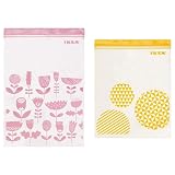 IKEA イケア ISTAD イースタード プラスチック袋 フリーザーバッグ 2サイズセット v0042 ジッパー袋 箱あり(L/ピンク・イエロー/v60340412)