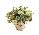 特別なシミュレーション植物人工グリーンローズ装飾鉢植え