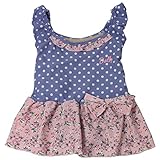 【142037 女の子 ベビー水着 ドット柄 花柄 キャップ付 ワンピース水着 】ブルー 110