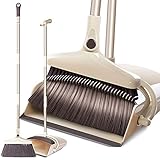 ほうき ちりとり セット 掃除セット 立つほうき FRMARCH 127cm 延長可能 新型 回転 長柄 腰を曲げずに掃除可能 ホウキ 手が汚れにくい 収納に便利 室内 玄関 ホーム 美容室 ショッ (ベージュ)