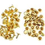 KUKU工房 両面カシメ レザークラフト材料 100組セット (頭9mmｘ足10mm, アンティークゴールド)