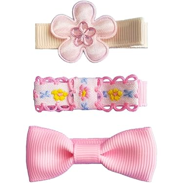❁小花クリップ❁ ベビーヘアピン　ベビーヘアクリップ　ベビーヘアゴム 4点セット* ベビーヘアクリップ ベビーヘアピン 赤ちゃんヘアクリップ