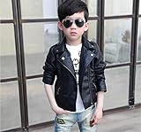 フェイクレザー ジャケット アウター 子供用 PU コート 上着 子供服 ライダース 男の子 男児 子ども キッズ ジュニア ダンス発表会 ブラック 120
