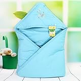 エルフ ベビー(Fairy Baby)ベビーおくるみフード付き 新生児用ブランケット 赤ちゃん寝袋 可愛い刺繍 80*80cm ブルー