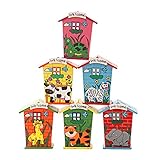 [動物]セットof 3木製Coin Bank for Kidsコインボックス( 2.72.34.5 " )ランダムスタイル