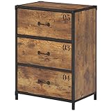 アンティーク仕上げ レトロな宝箱風3段チェスト 幅60cm ブラウン