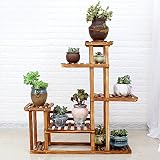 ソリッドウッドフラワーラック、6層、炭化プロセス、屋内および屋外フラワーポットラック、多機能プラントスタンド (色 : A)