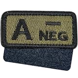 血液型ワッペン タクティカル刺繍 マジックテープ対応 カーキ A- 5×2.5cm 全血液型対応 NYANDELMO ND-0174-R02-KH-A-mi