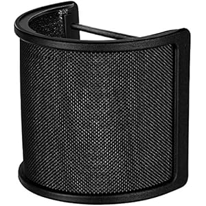 Tuloka マイクポップガード 金属ネット層 ウインドスクリーン ノイズ防止 マイクフィルタ 45mm-63mmのマイク対応 弾力ゴムバンド付属 (ブラック)