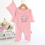 ベビー服ガールズロンパース帽子二点セット　新生児カバーオール女の子　ツーウェイオール　長袖　無地　　フォーマル　カジュアル出産祝い　退院祝い　七五三　普段着　ホワイト　ピンク　 (60ｃｍ（3ｍ）, 