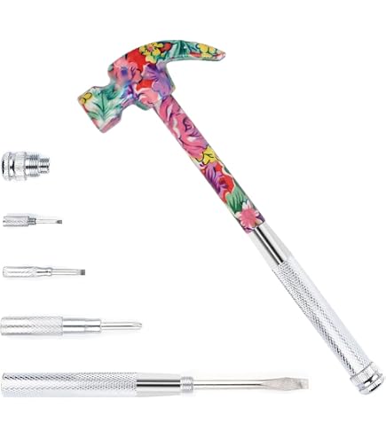 Multifunctional 6 In 1 Floral Hammer And Screwdriver Tool, Screwdriver Set With Multitool Hammers, Compact Screwdriver Set For Home(Silver