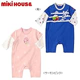 MIKIHOUSE(ミキハウス)天竺素材 働くプッチー＆お花うさこ 重ね着風７分丈カバーオール ８０cm,青