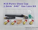 CHNsalescom tigずんぐりしたガスレンズ# 10パイレックスカップキットwp-17 / 18 / 26溶接トーチ23個. 040