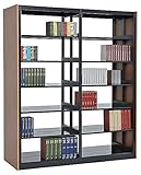 三進金属工業 複柱書架 TM型 木製パネル付 棚板d220 40kg/段 マイルドホワイト色W900×D490×H2247 7段 複式 連結型 FM