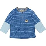 (日本製) BO-PEEP(ボーピープ) 幾何カスリ柄重ね着風丸首長袖Tシャツ 95cm /ブルー NO.DP-51701
