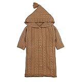 ベビー おくるみ　赤ちゃん シュラフ　ブランケット　タオルケット　寝袋　フード付き　快適　柔らかい (ブラウン)