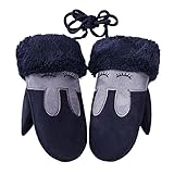 ベビー　子供用　手袋　ミトン　キッズ　かわいい　ウサギ　子供　グローブ　女の子　男の子　手袋　雪遊び　お散歩　滑り止め　秋冬　防寒　通学　通園　プレゼント (ネイビー)