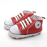 Fairy Season ベビーシューズ スニーカー 赤ちゃん靴 キャンバス生地 レッド ピンク ブルー グリーン for 3-18ヶ月のキッズ (13(12-18ヶ月), レッド)