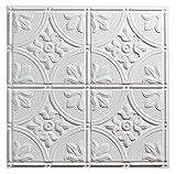 Genesis Easy Installation Antique Lay-In White Ceiling Tile / Ceiling Panel, Carton of 12 (2' x 2' T