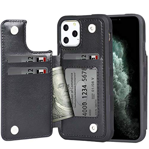 iPhone 11 Pro ケース 手帳型 ワイヤレス充電対応 米軍軍事規格 スマホケース iPhone 11 Pro カバー Arae カード収納 ポケット付き アイフォン11 プロ 2019新型 5.8インチ 対応用 財布型 ケース (ブラック)