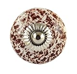 Set of 2 Brown Spotted hand painted ceramic pumpkin knobs cabinet drawer handles pulls