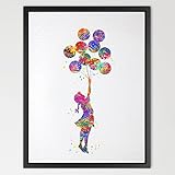 Dignovel Studios 8X10 Banksy Girl with a Ballon Watercolor illustration Art Print New Baby Gift Baby