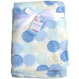 Super Soft & Fluffy Large Patterned Baby Blanket (Blue Polka Dot) by TeddyT's
