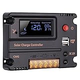 20A 12V 24Vソーラー充電コントローラオートスイッチLCDインテリジェントパネルバッテリレギュレータ充電コントローラ過負荷保護温度補償