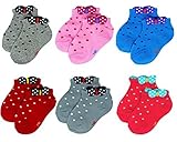 Liwely 6 Pairs Baby Girls Socks Ankle socks for 3 - 15 Months Infants Polka Dot Bow [並行輸入品]