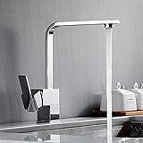 Wellbeingjp キッチン 混合水栓　シャワー キッチン用水栓 水道蛇口 シングルレバー 水道 取替 台付　台所 洗面 微細シャワー整流 ホース引出し (ホワイト)