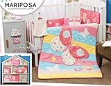 Baby Girl。バタフライマルチカラー6ピースベビーベッド寝具セット