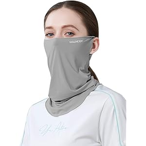 Blue-ra 触冷感 ひんやり 夏用 フェイスカバー レディース UVカット UPF50+ 洗える バフ ネックガード ネックカバー フェイスガード アウトドア ランニング 紫外線対策 バンダナ