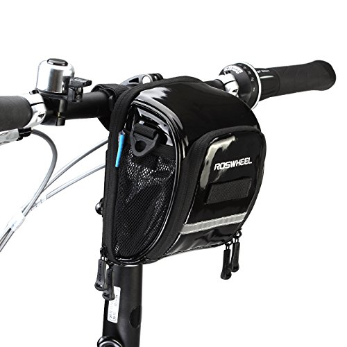 ROSWHEEL 自転車 フロントバッグ ハンドルバーバッグ フレームバッグ ロードバイク サイクリング PU 防水 軽量 多機能 ショルダーストラップ付き