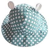 C-Princess 赤ちゃん ベビー キッズ用 帽子 バッケトハット サファリハット つば付き 日よけ 紫外線防止 水玉柄 耳 かわいい 女の子 男の子 グリーン