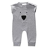 ノーブランド品 2セット　子供　クマ柄　半袖　コットン　ジャンプスーツ　ロンパース　カバーオール　快適 - 90