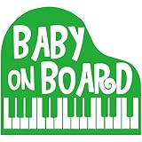TREZ BABY ON BOARD ピアノ 鍵盤 PIANO ステッカー 【BABY IN CAR】 (ライトグリーン)