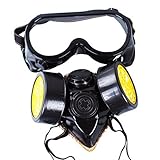 A-szcxtop 防毒マスクセット（防塵ゴーグル ＋　防毒マスク）　交換用活性炭フィルター 2個　 防塵マスク 活性炭　有機ガス　粉塵　塗装作業用　軽量 (2フィルター)