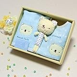 えくぼちゃん(ekubochan) 日本製 ベビー ギフトセット (サックス) 出産祝いタオルマスコット
