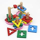 Goodgoods 木製 知育玩具 ちょうちょう 幾何認識 カラフル 積み木 子どもおもちゃ 教育 013-lzgy-d-123(20*18*14.5cm 約780g)