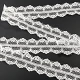 [moonfarm] レース トリム リボン 生地 白 刺繍 透ける 装飾 縁取り ハンドメイド 手芸用 (ホワイトB, 1m)