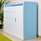チェスト タンス 幅120 4段 完成品 木製 ツートンカラー ローチェスト 収納家具 AYU-3-325-F (ブルー)