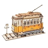 つくるんです® 日本語説明書付 3D ウッドパズル オーナメントシリーズ (トラム)