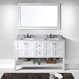 Virtu USA ed-30060-wmsq-wh-002 Winterfell 60 "ダブルバスルームVanity with Marble andスクエアシンク上部をポリッシュクローム蛇口、ミラ
