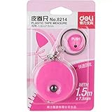 function-ruler Deli 1.5 MプラスチックテープメジャーRoulette Measuring格納式カラフルなポータブルルーラーセンチメートル/インチ1.5 m7.5 mm ピンク 