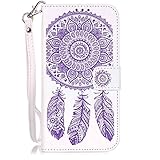 Zeebox Galaxy S7 Edge ケース 二つ折り 手帳型ケース カード収納ホルダー＆ストラップ付き 横開き Samsung Galaxy S7 Edge 用 カバー 生涯補償付き (紫色)