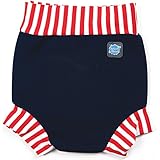Splash About - La Couche Bebe Bain (Happy Nappy): Bleu Marine avec côte rouge et Blanc, M (environ 3
